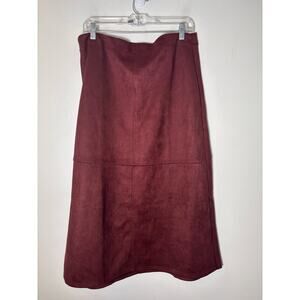Max Studio Burgundy/Oxblood Suede Midi Skirt
